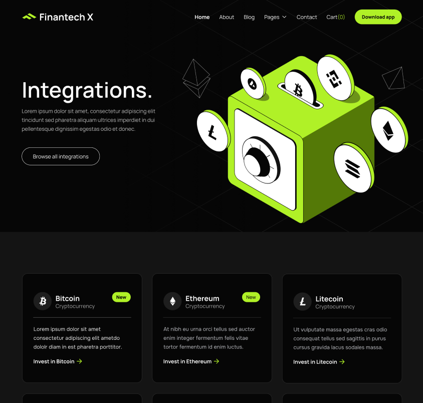 Hero Strip Integrations Page - Finantech X Webflow Template